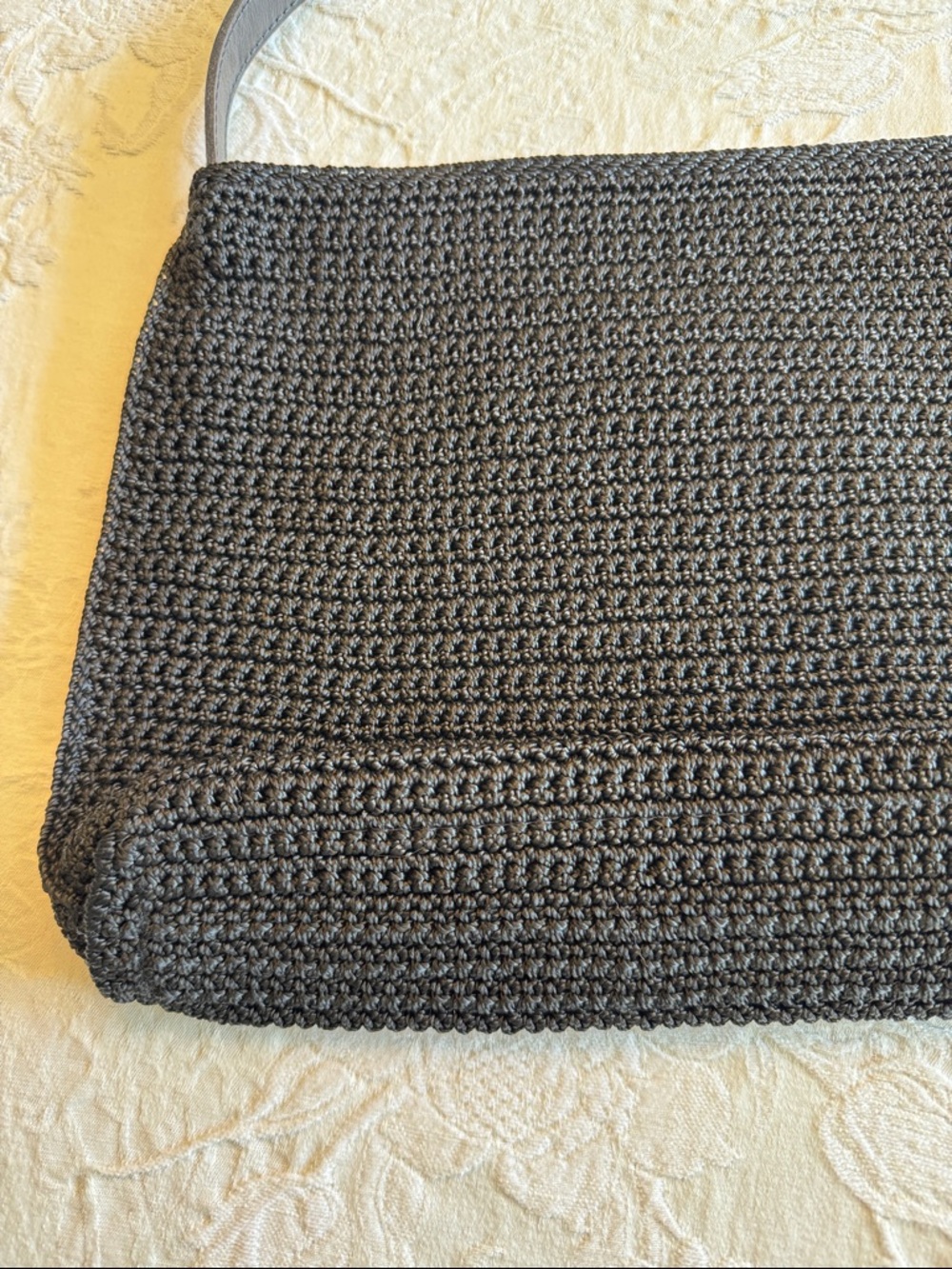 The Sak Mariposa Black Crochet Shoulder Bag with Leather Strap - Picture 4 of 4